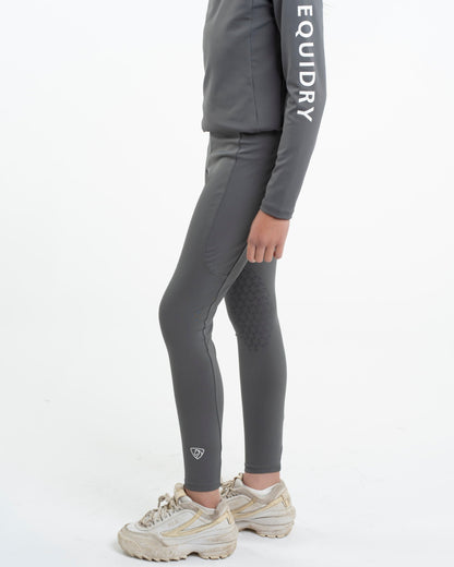 EQUIDRY Water Repellent Leggings Knee Grip Children's Grey/White