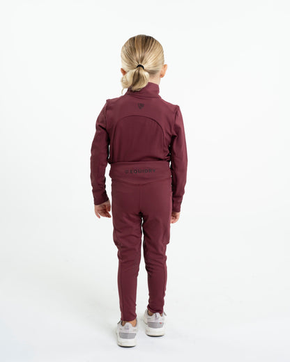 EQUIDRY Children's Plum Water Repellent Base Layer: Equestrian Riding Clothes for Kids