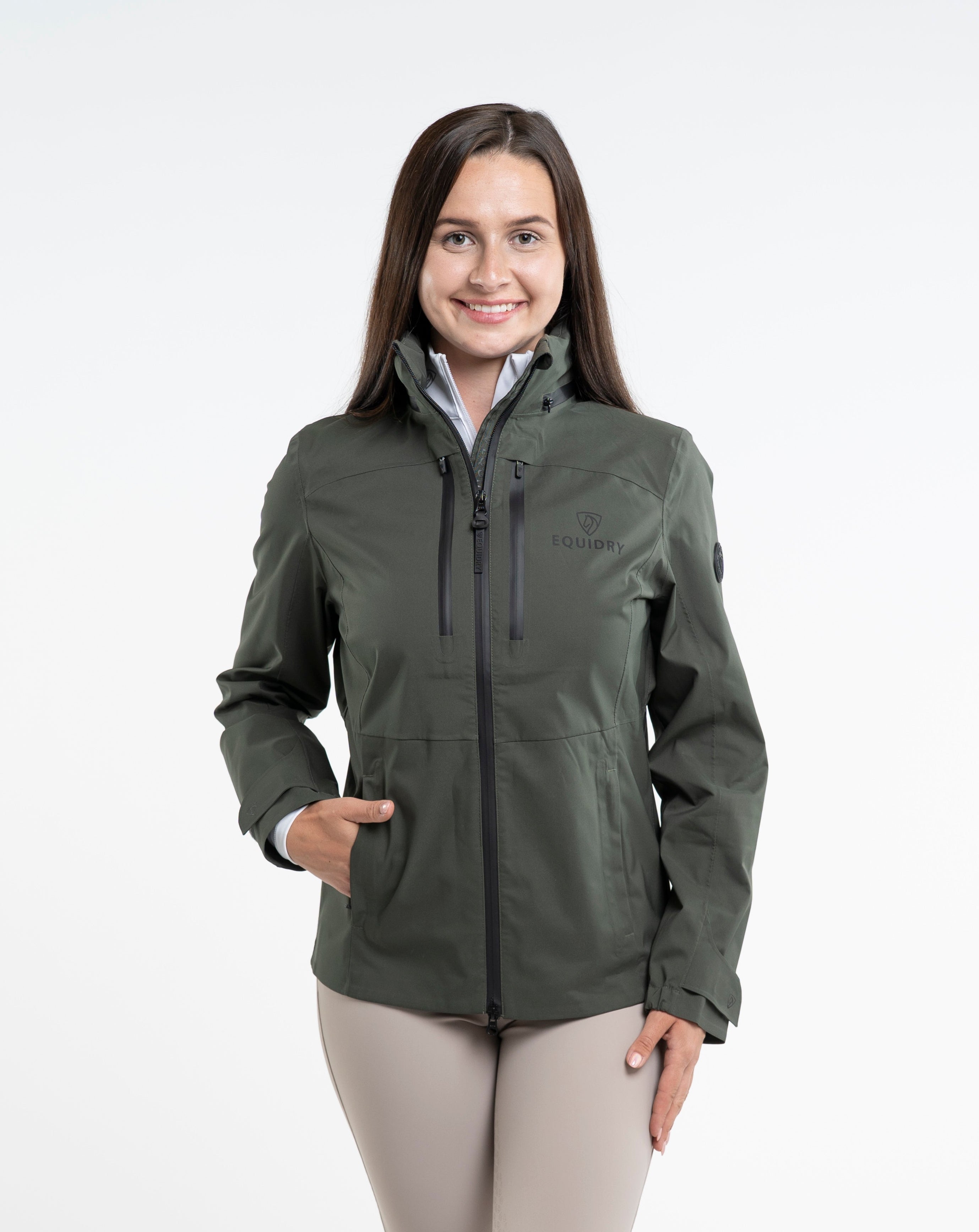 EQUIDRY Varsha Waterproof Riding Jacket Women's Black Forest Green