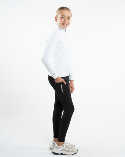 Equidry Children's Water Repellent Base Layer in White/Grey - Equestrian Riding Apparel
