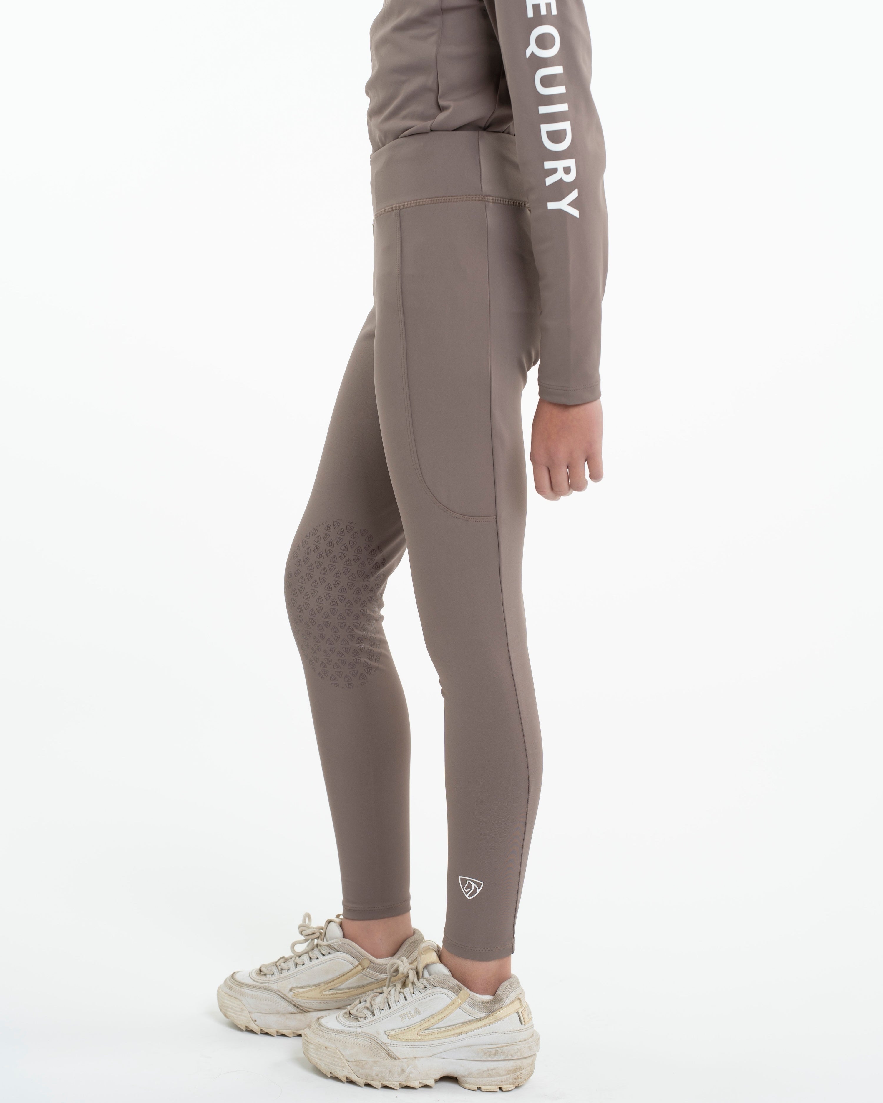 EQUIDRY Water Repellent Leggings Knee Grip Children's Mocha