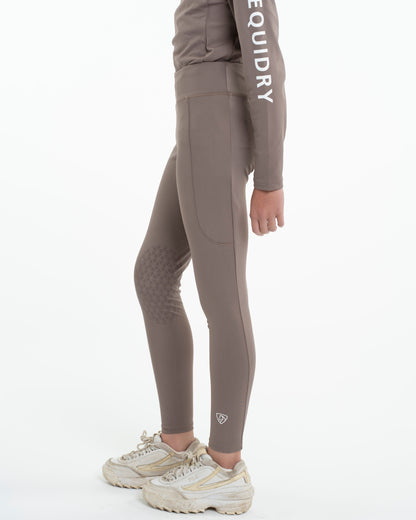 EQUIDRY Water Repellent Leggings Knee Grip Children's Mocha