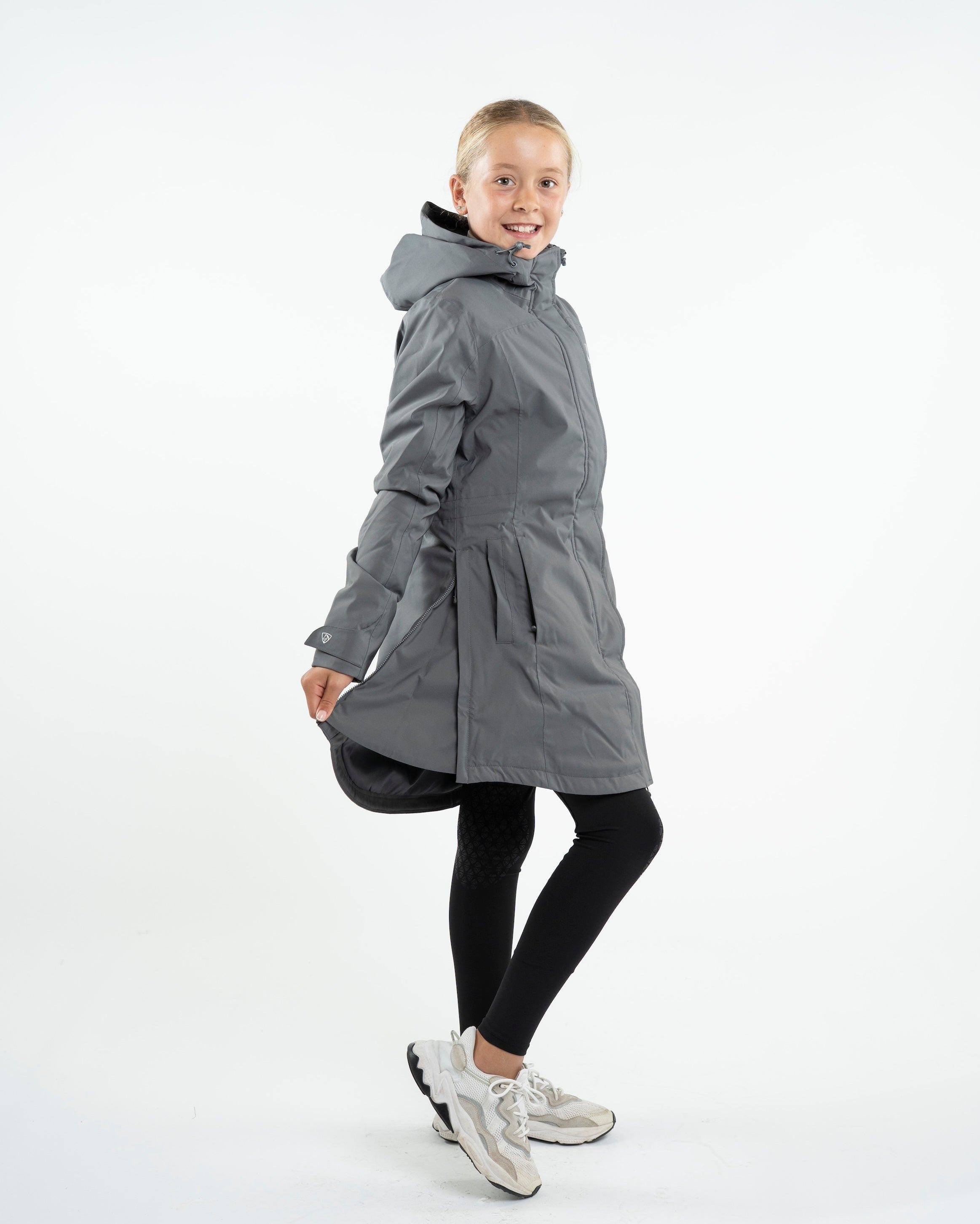 EQUIDRY Bronte Waterproof Riding Coat Girl's Grey