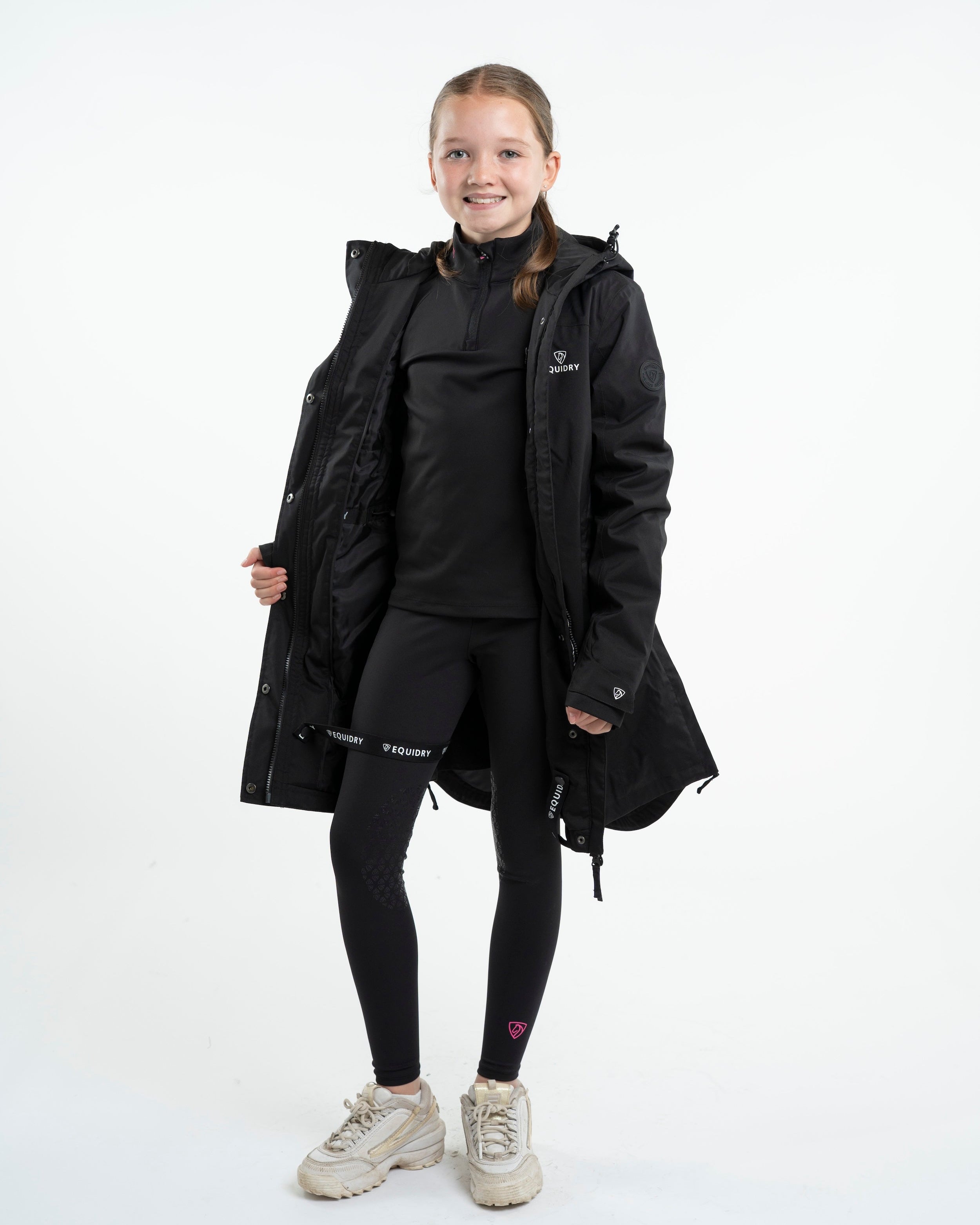 EQUIDRY Bronte Waterproof Riding Coat Girl's Black