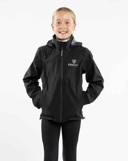 Equidry Nimbus Pack Away Waterproof Jacket - Children's Black Riding Gear - Equestrian Apparel