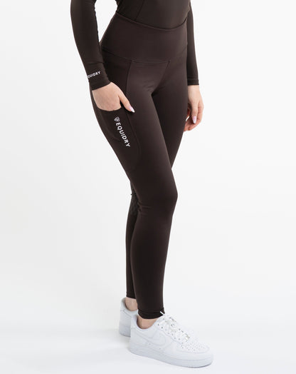 EQUIDRY Water Repellent Riding Leggings - Knee Grip, Brown, Women's - Equiflair Equestrian Apparel