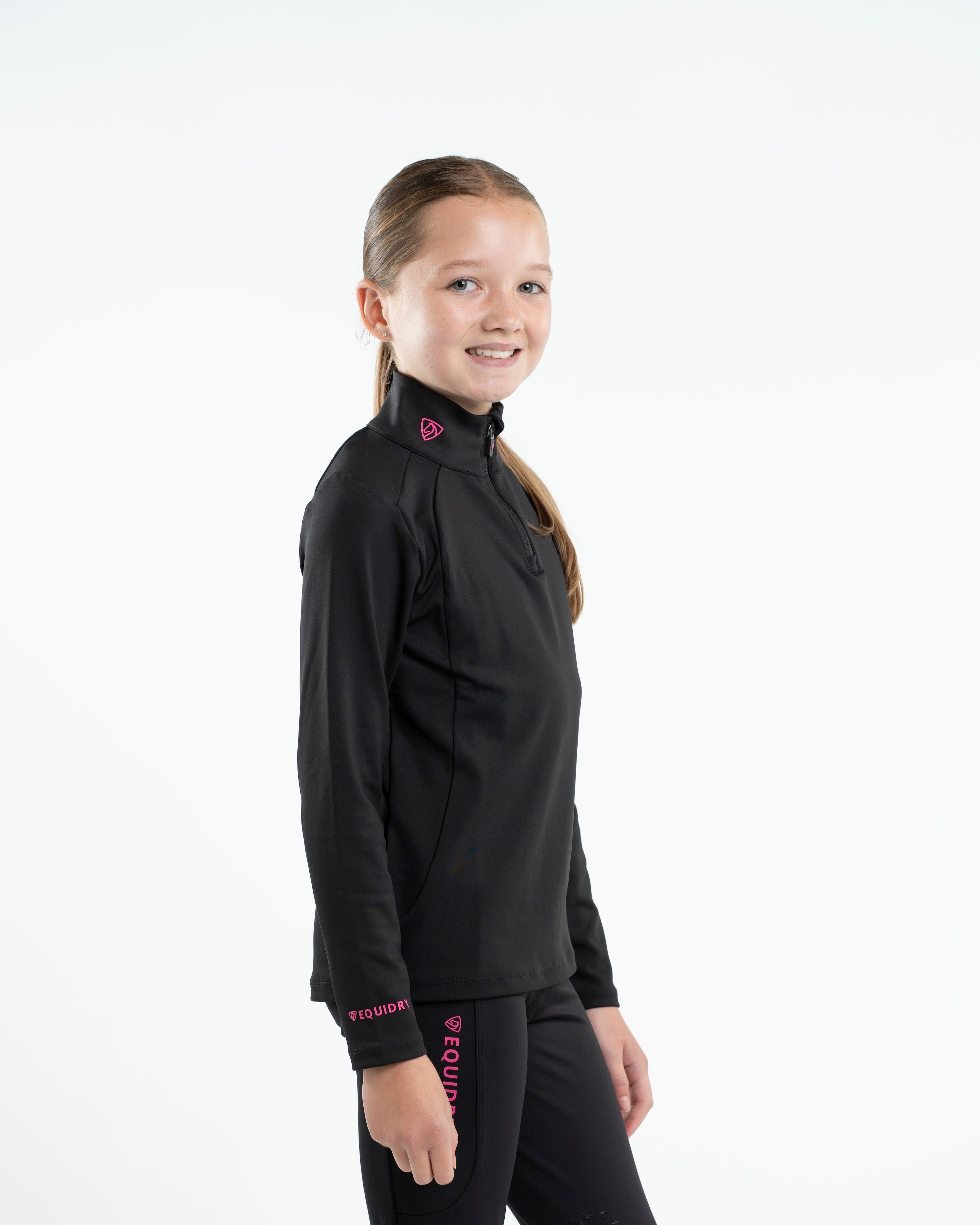 EQUIDRY Children's Water Repellent Base Layer Black/Pink