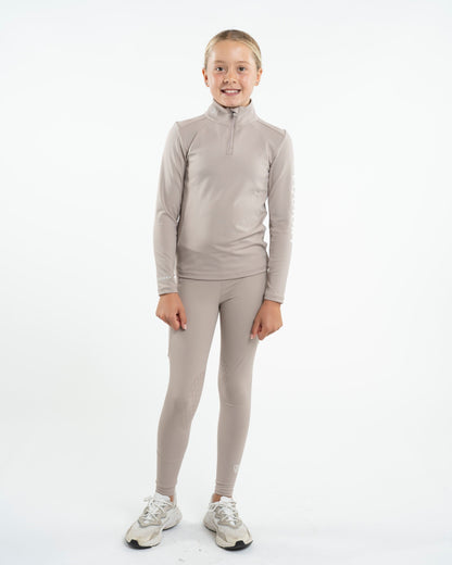 EQUIDRY Children's Riding Leggings - Sand Color - Knee Grip, Equestrian Apparel