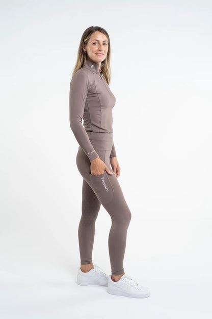 EQUIDRY Water Repellent Leggings Full Seat Women's Mocha/White