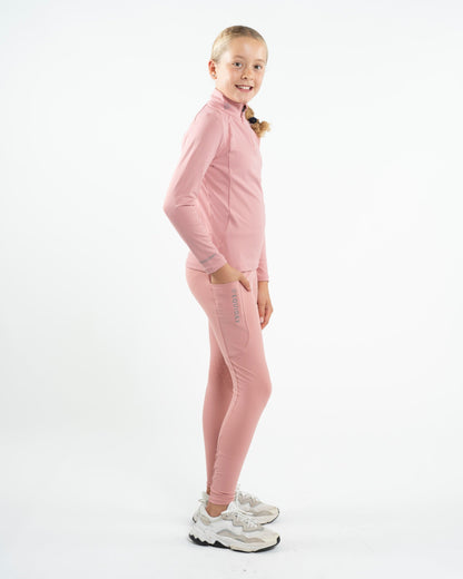 EQUIDRY Water Repellent Leggings Knee Grip Children's Pale Pink/Grey