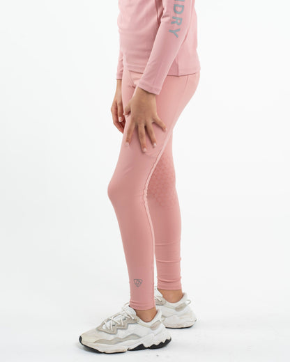 EQUIDRY Water Repellent Leggings Knee Grip Children's Pale Pink/Grey