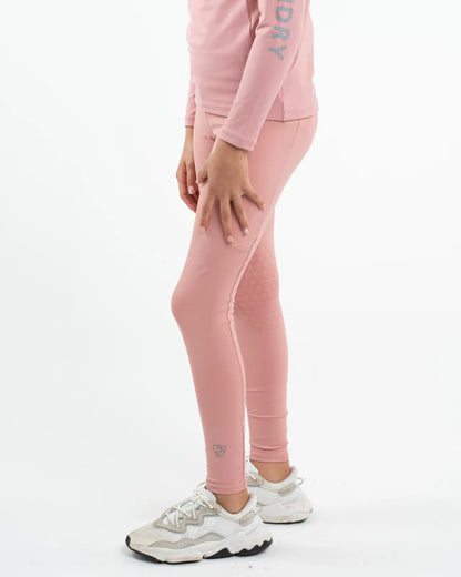 Equidry Kids' Water Repellent Riding Leggings - Pale Pink. Children's Equestrian Apparel, Youth Horse Riding Clothes