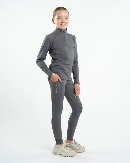 EQUIDRY Water Repellent Leggings Knee Grip Children's Grey/Pink