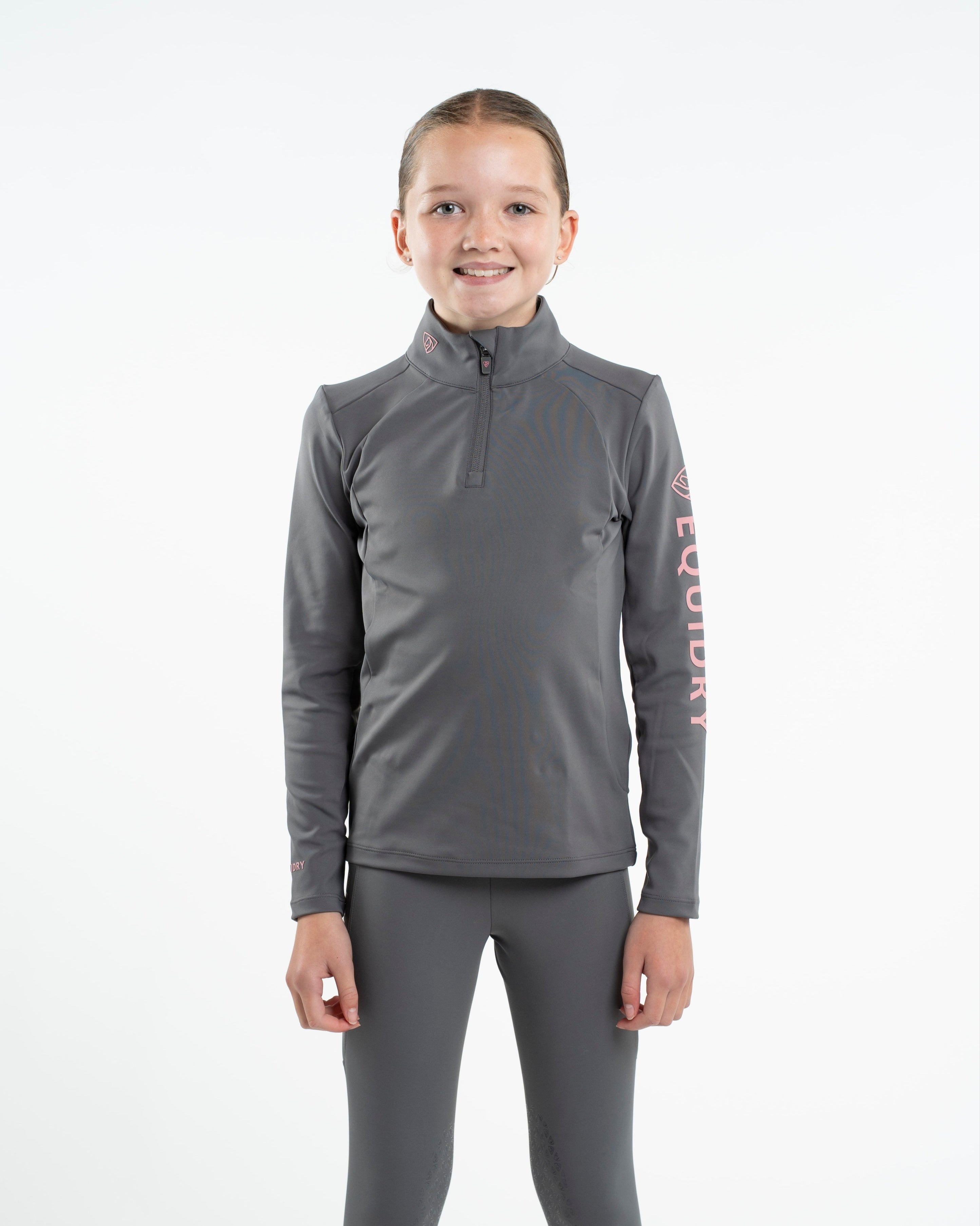 EQUIDRY Children's Water Repellent Base Layer Grey/Pale Pink