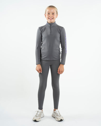 EQUIDRY Water Repellent Leggings Knee Grip Children's Grey/Lilac
