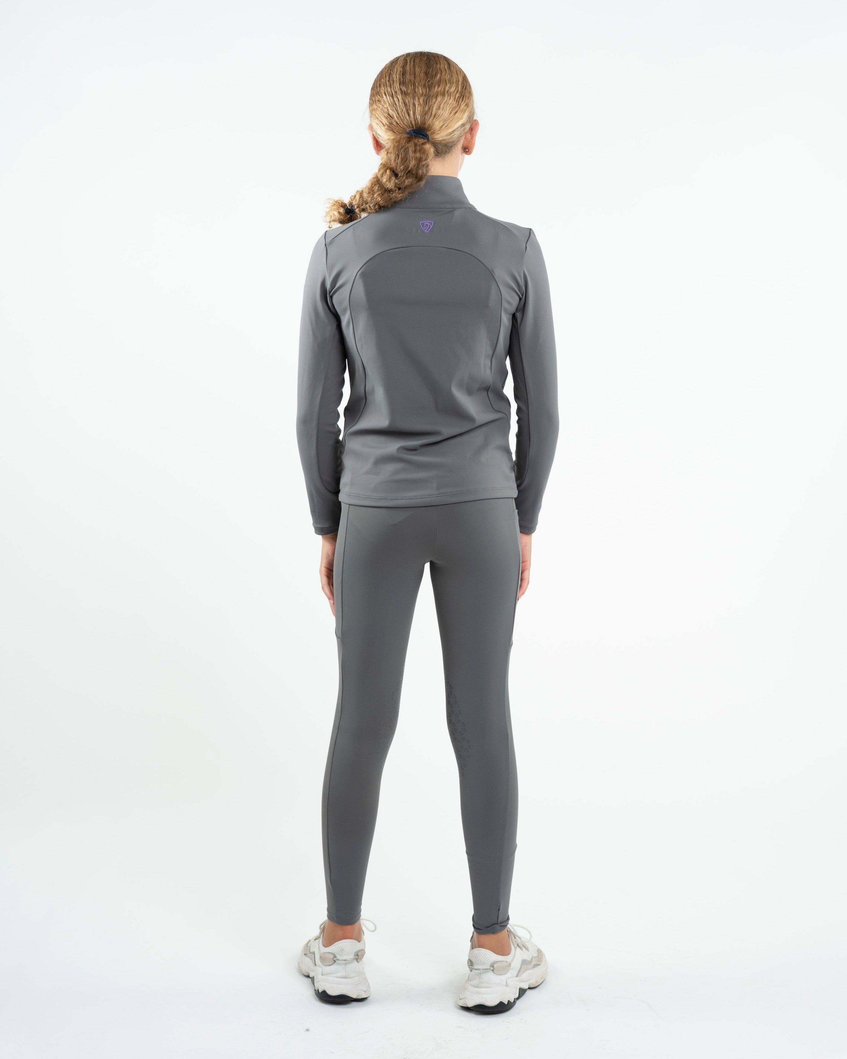 EQUIDRY Water Repellent Leggings Knee Grip Children's Grey/Lilac