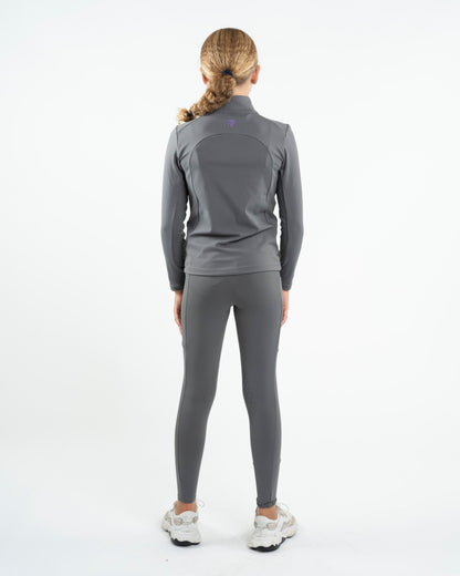 EQUIDRY Water Repellent Leggings Knee Grip Children's Grey/Lilac