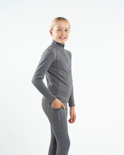 EQUIDRY Children's Water Repellent Base Layer - Grey & Lilac Equestrian Clothing