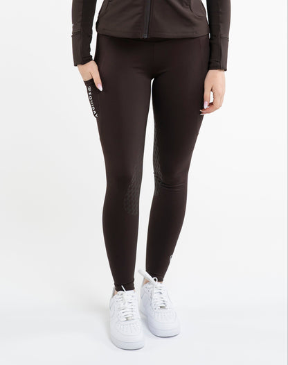 EQUIDRY Water Repellent Leggings Full Seat Women's Brown/White