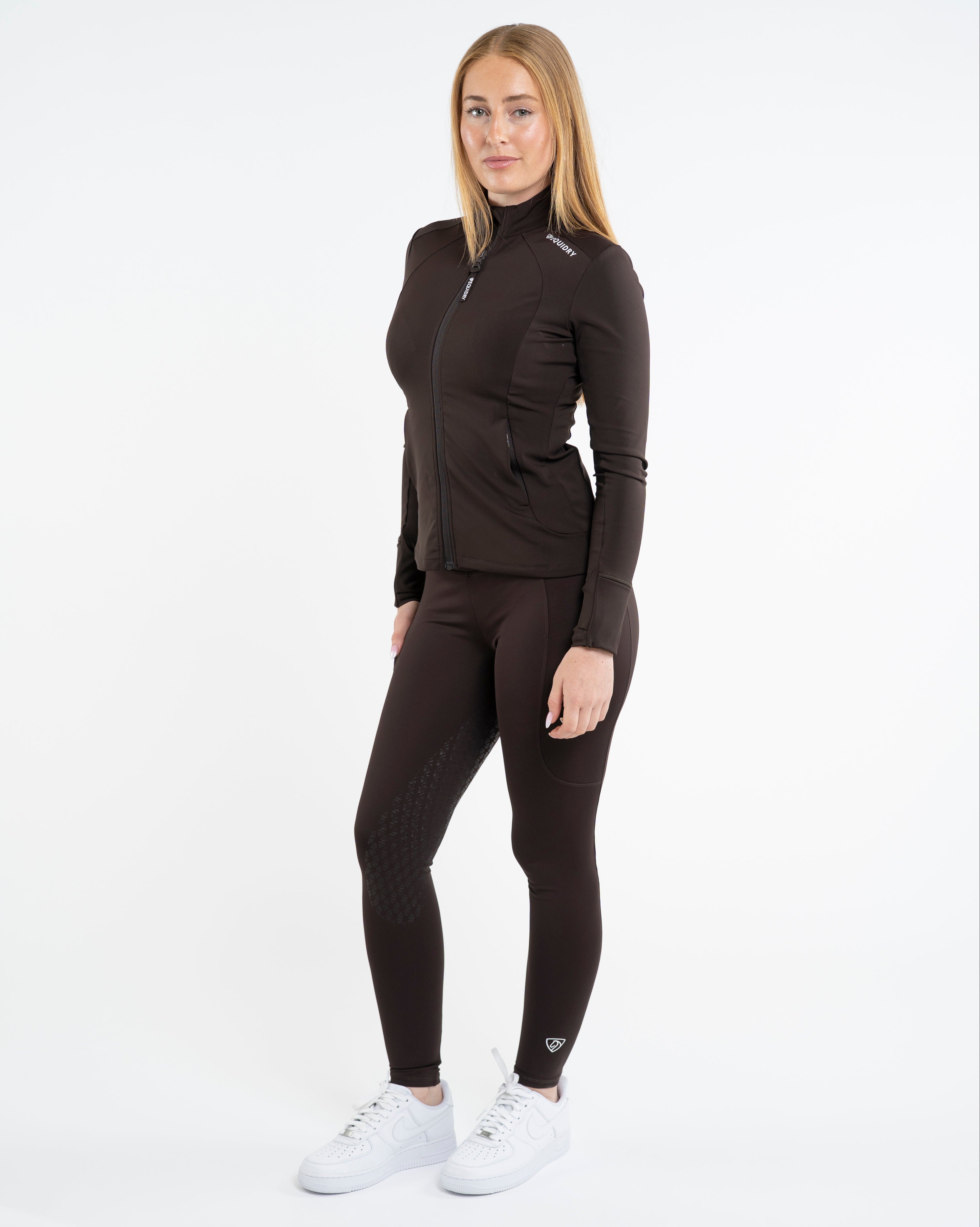 EQUIDRY Water Repellent Leggings Full Seat Women's Brown/White
