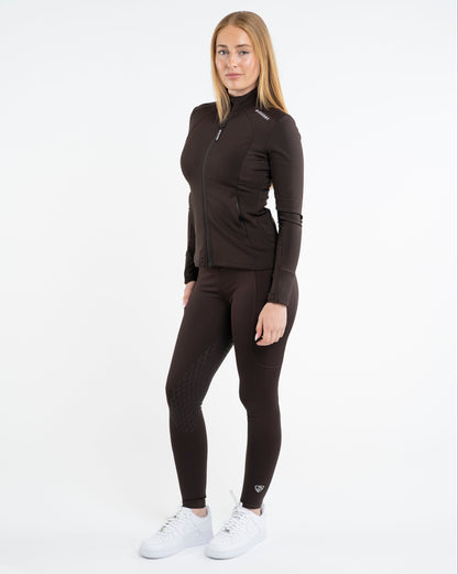 EQUIDRY Water Repellent Leggings Full Seat Women's Brown/White