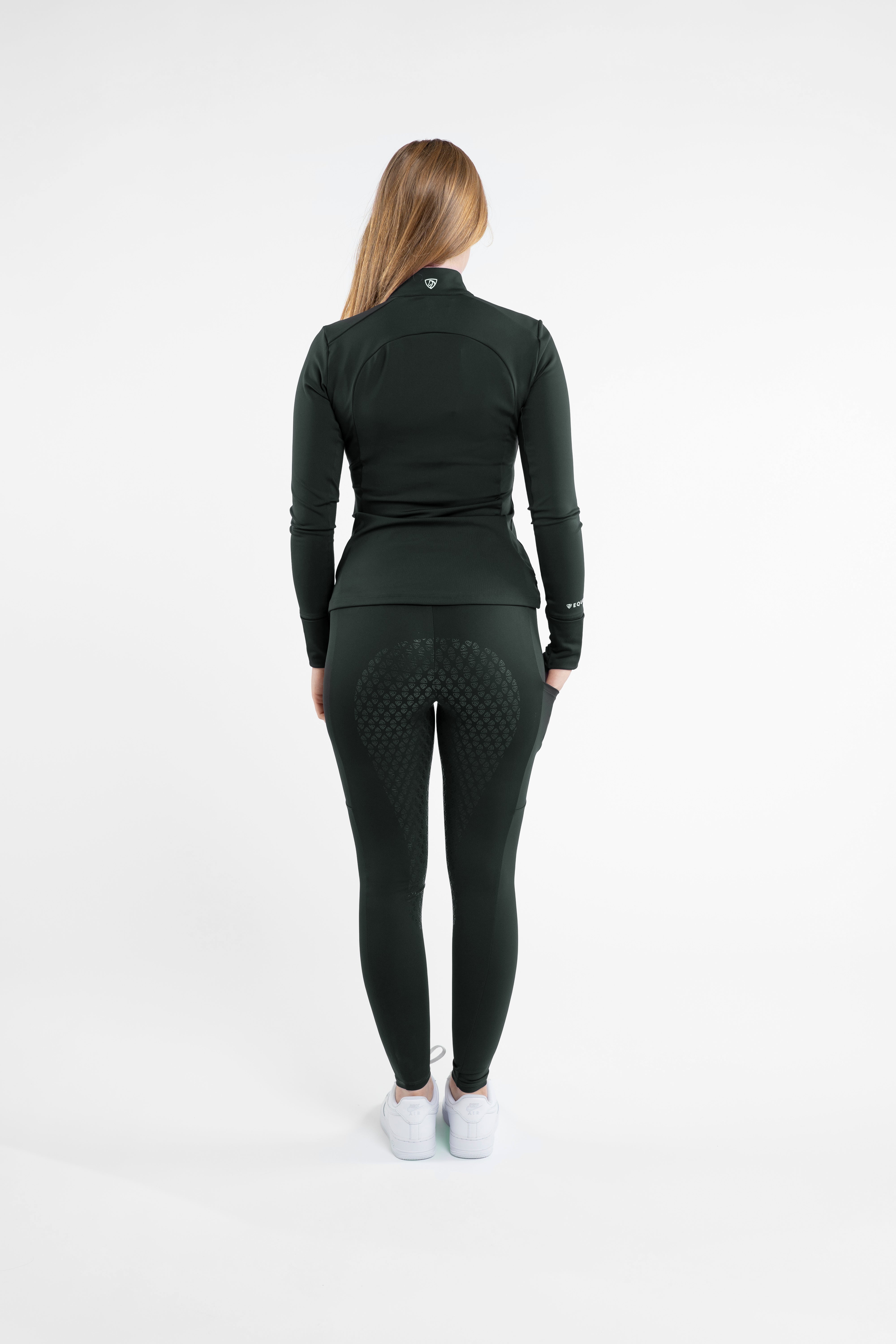 EQUIDRY Water Repellent Leggings Full Seat Women's Green/Black