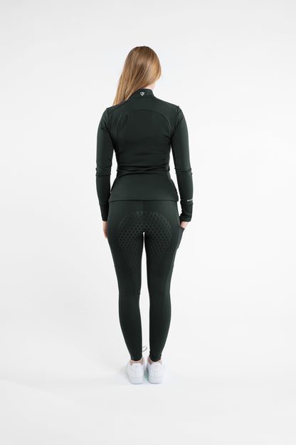 EQUIDRY Water Repellent Leggings Full Seat Women's Green/Black