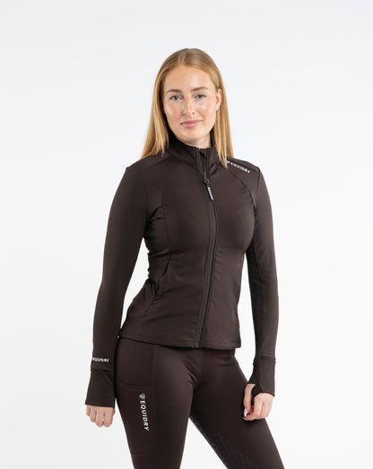 EQUIDRY Women's Water Repellent Zip up Top Brown/White