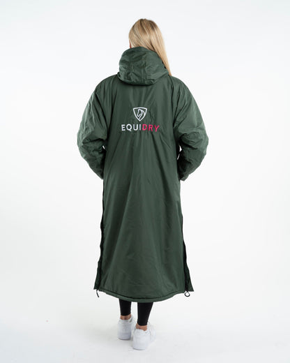 EQUIDRY Women's Thick Fleece Black Forest Green Changing Robe | Equestrian Waterproof Coat