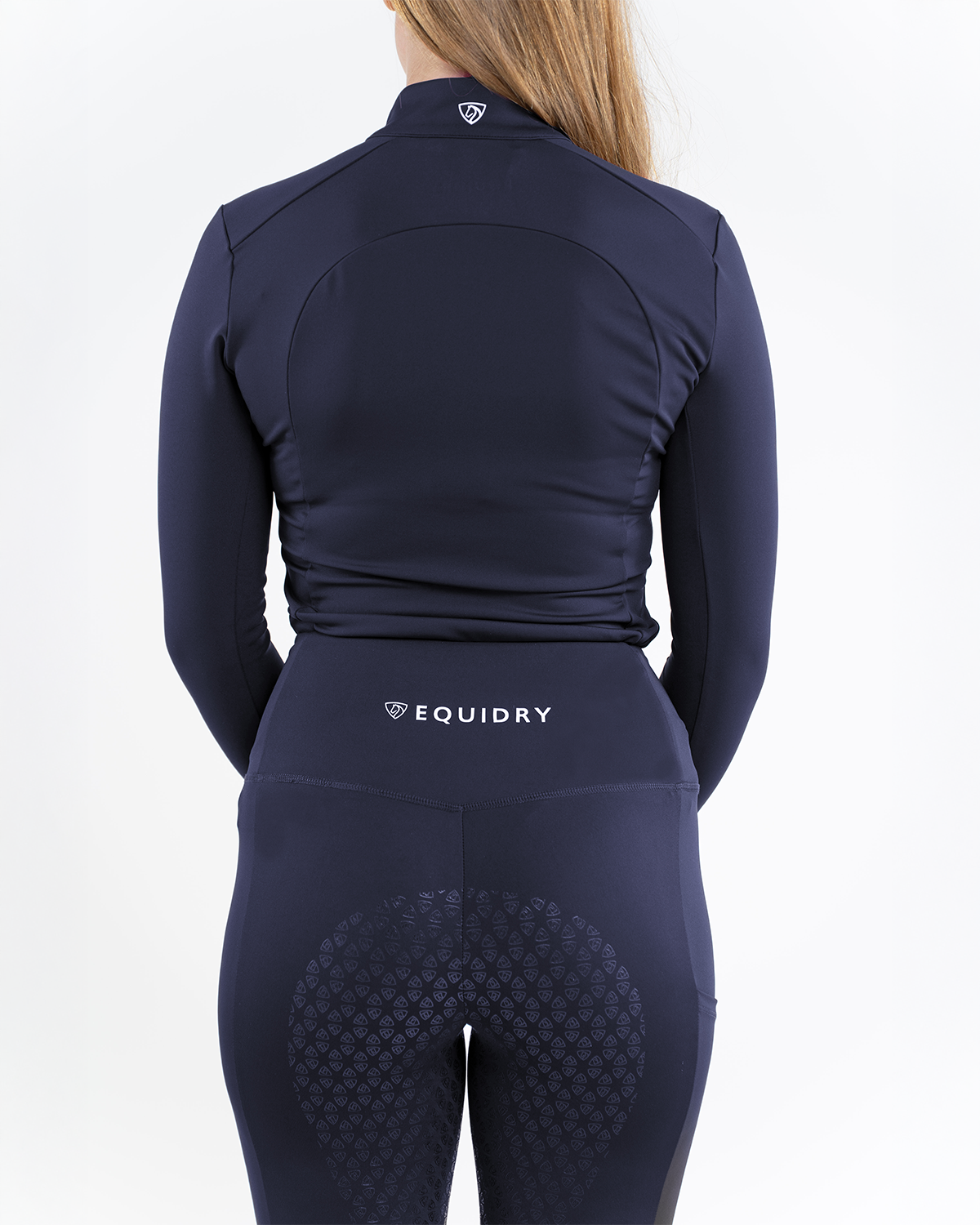 EQUIDRY Water Repellent Leggings Full Seat Women's Navy/White