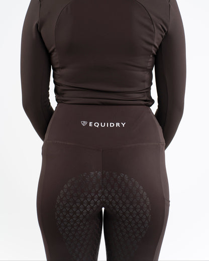 EQUIDRY Water Repellent Leggings Full Seat Women's Brown/White