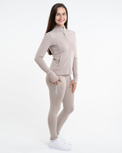 EQUIDRY Water Repellent Leggings Knee Grip Women's Sand/White