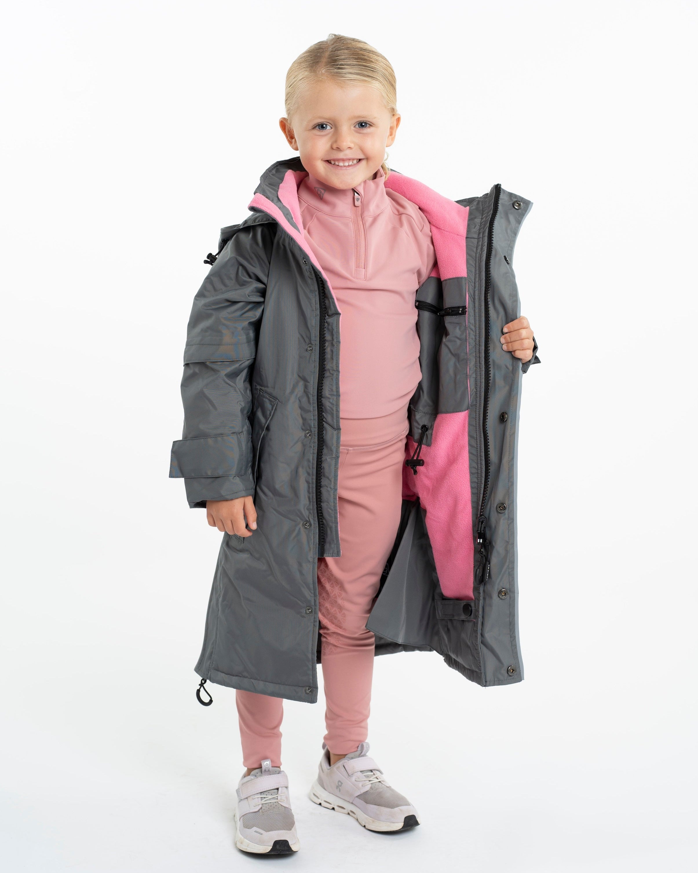 EQUIDRY Evolution Children's Thin Fleece Reflective Grey/Penelope Pink