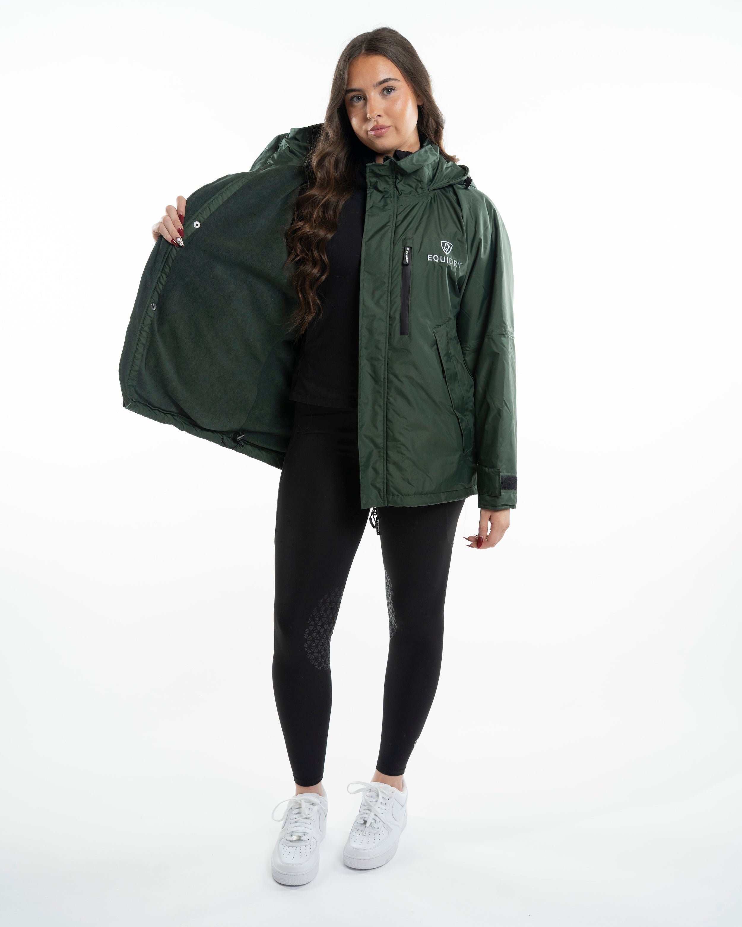 EQUIDRY Shortie Women's Thin Fleece Black Forest Green