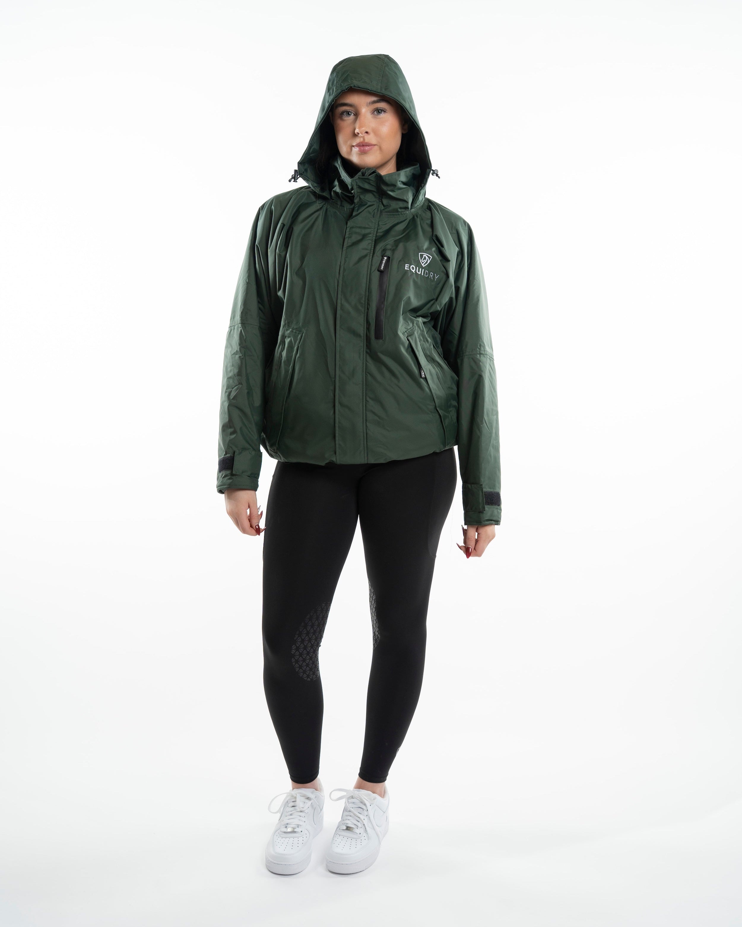 EQUIDRY Shortie Women's Thin Fleece Black Forest Green