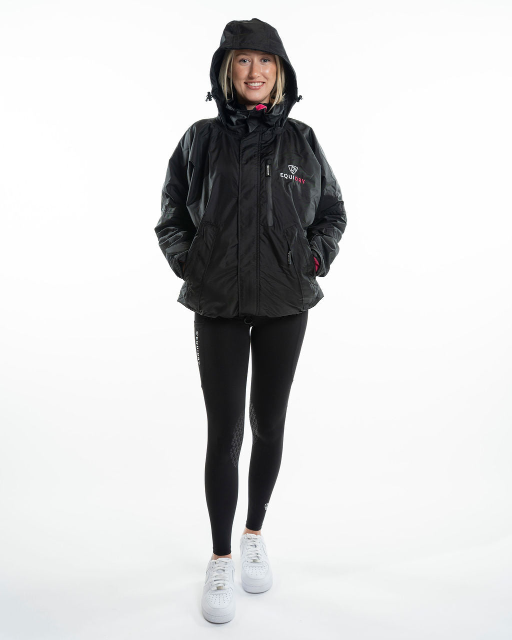 EQUIDRY Shortie Women's Thin Fleece Black/Peacock Pink