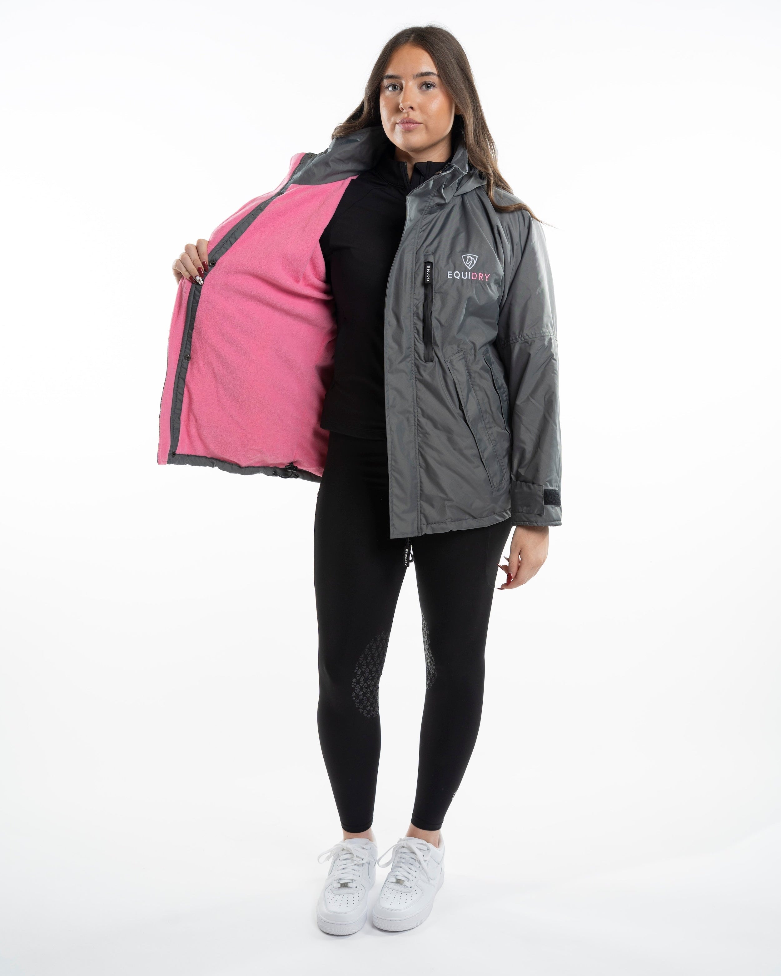 EQUIDRY Shortie Children's Thin Fleece Grey/Penelope Pink