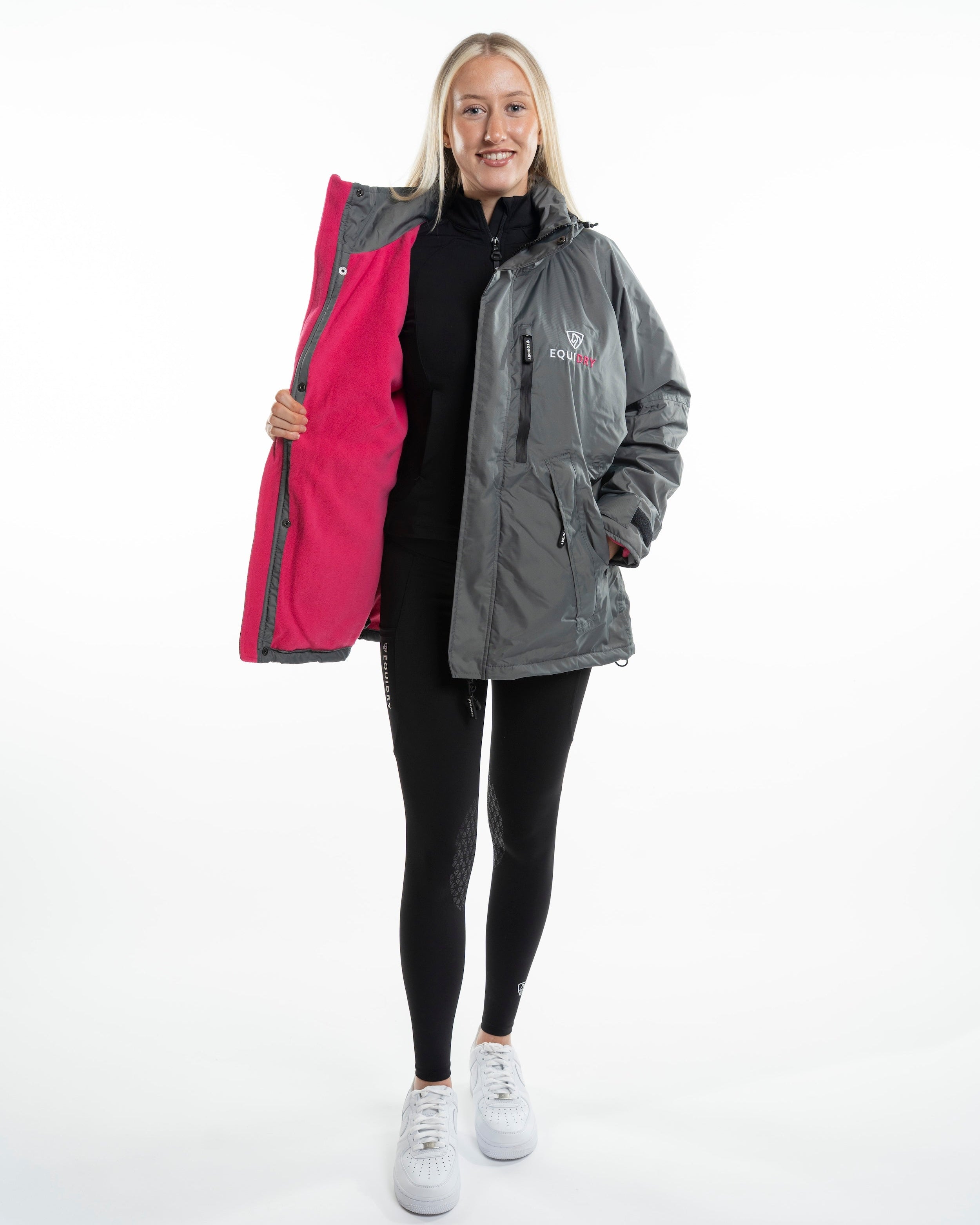 EQUIDRY Shortie Women's Thin Fleece Grey/Peacock pink