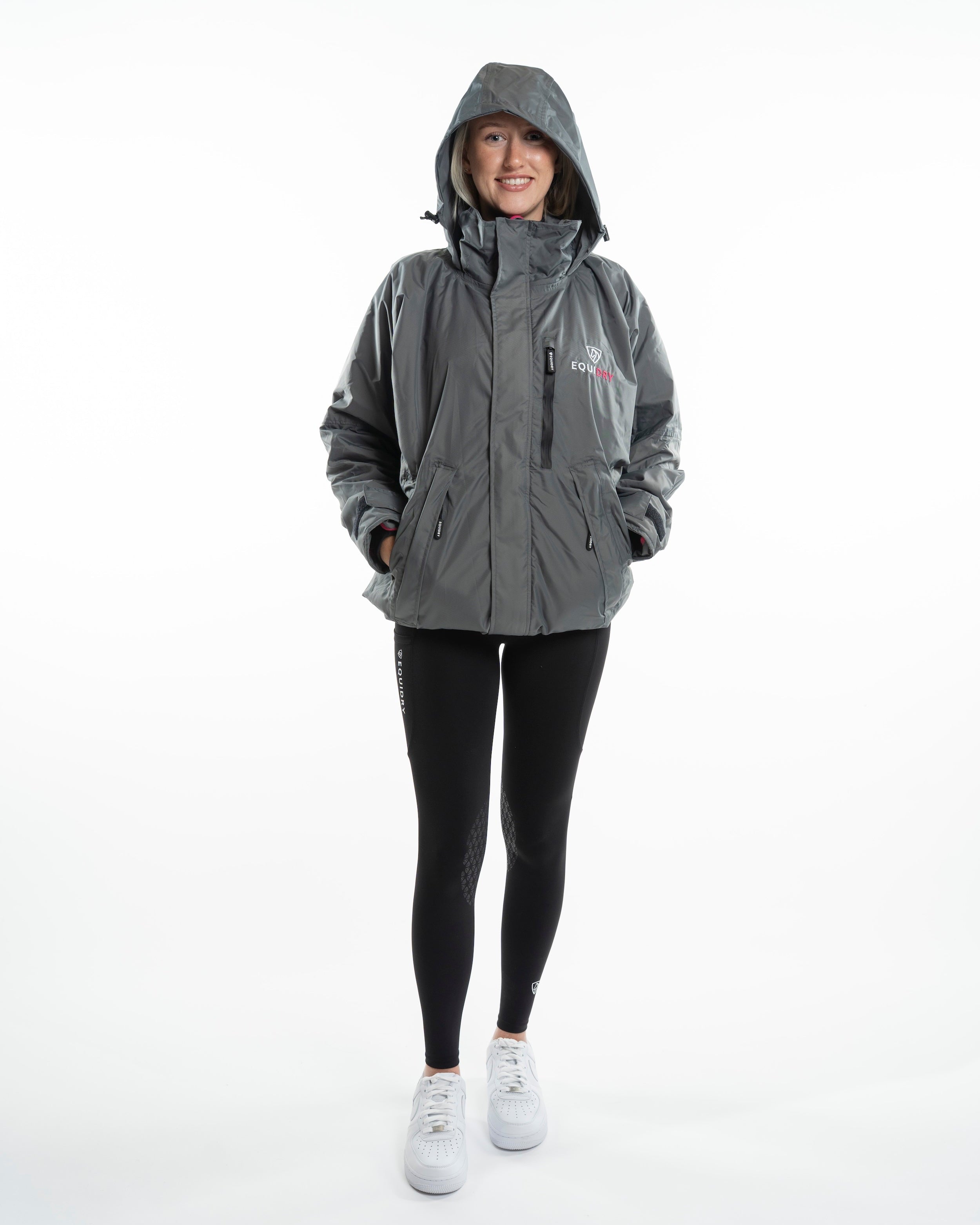 EQUIDRY Shortie Women's Thin Fleece Grey/Peacock pink