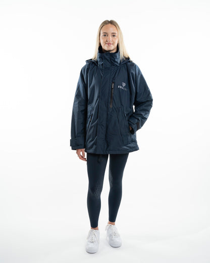 EQUIDRY Shortie Women's Navy Jacket: Waterproof Equestrian Coat with Fleece Lining & Pockets - Equiflair