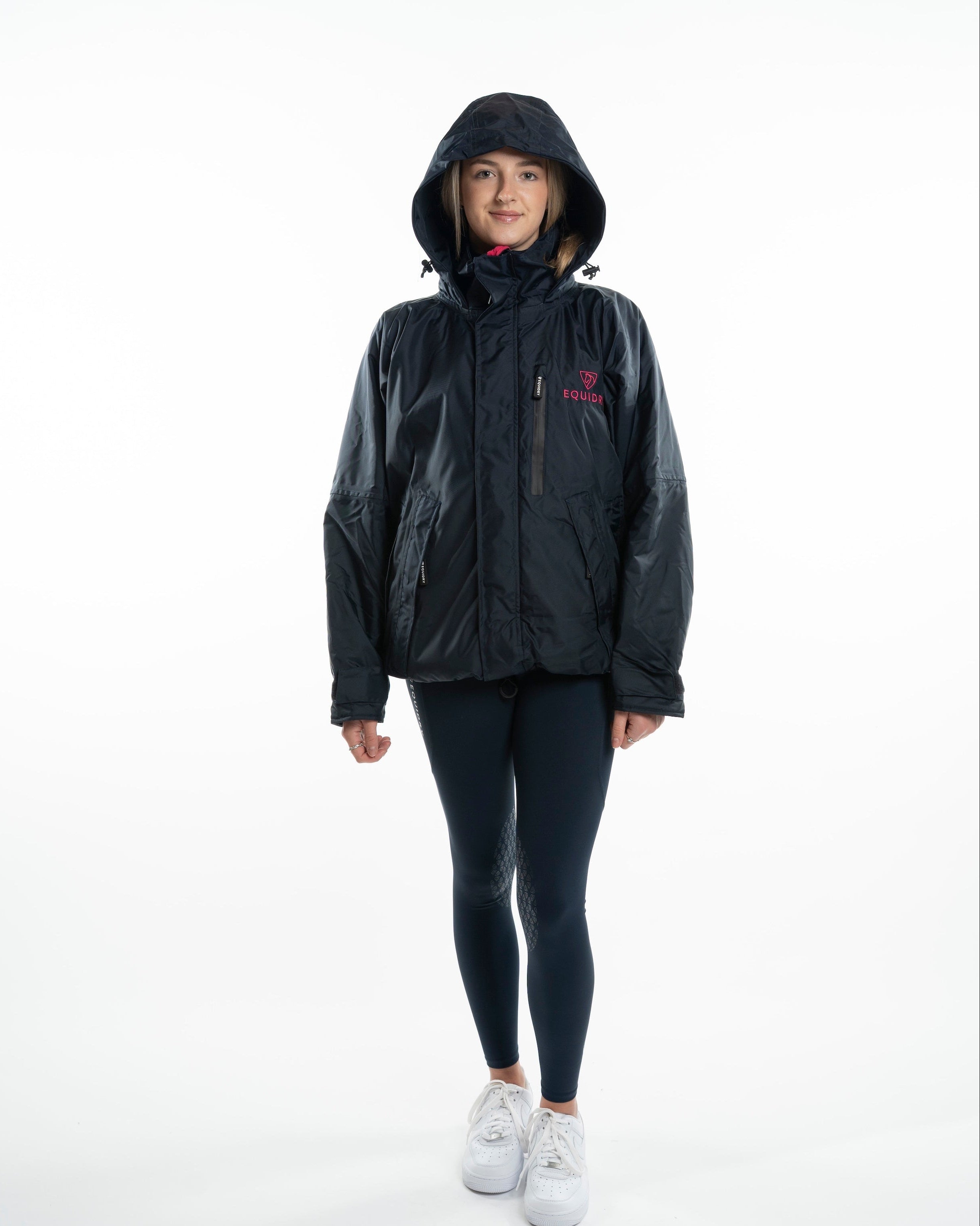 EQUIDRY Shortie Women's Thin Fleece Navy/Raspberry