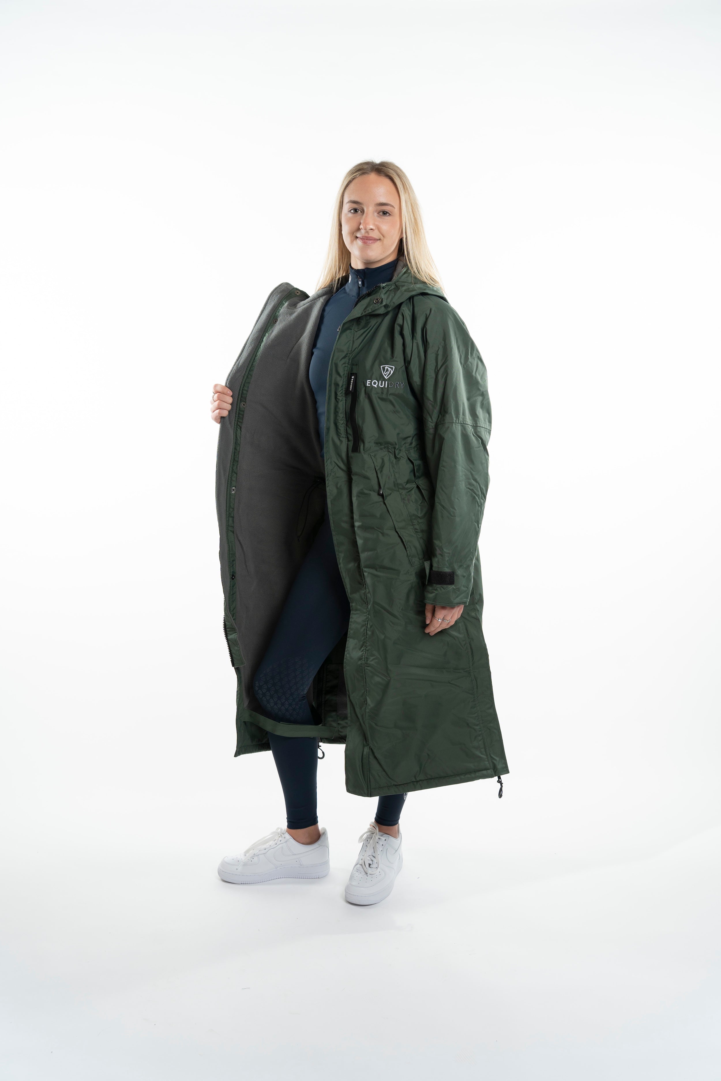 EQUIDRY Evolution Women's Thin Fleece Black Forest Green/Grey