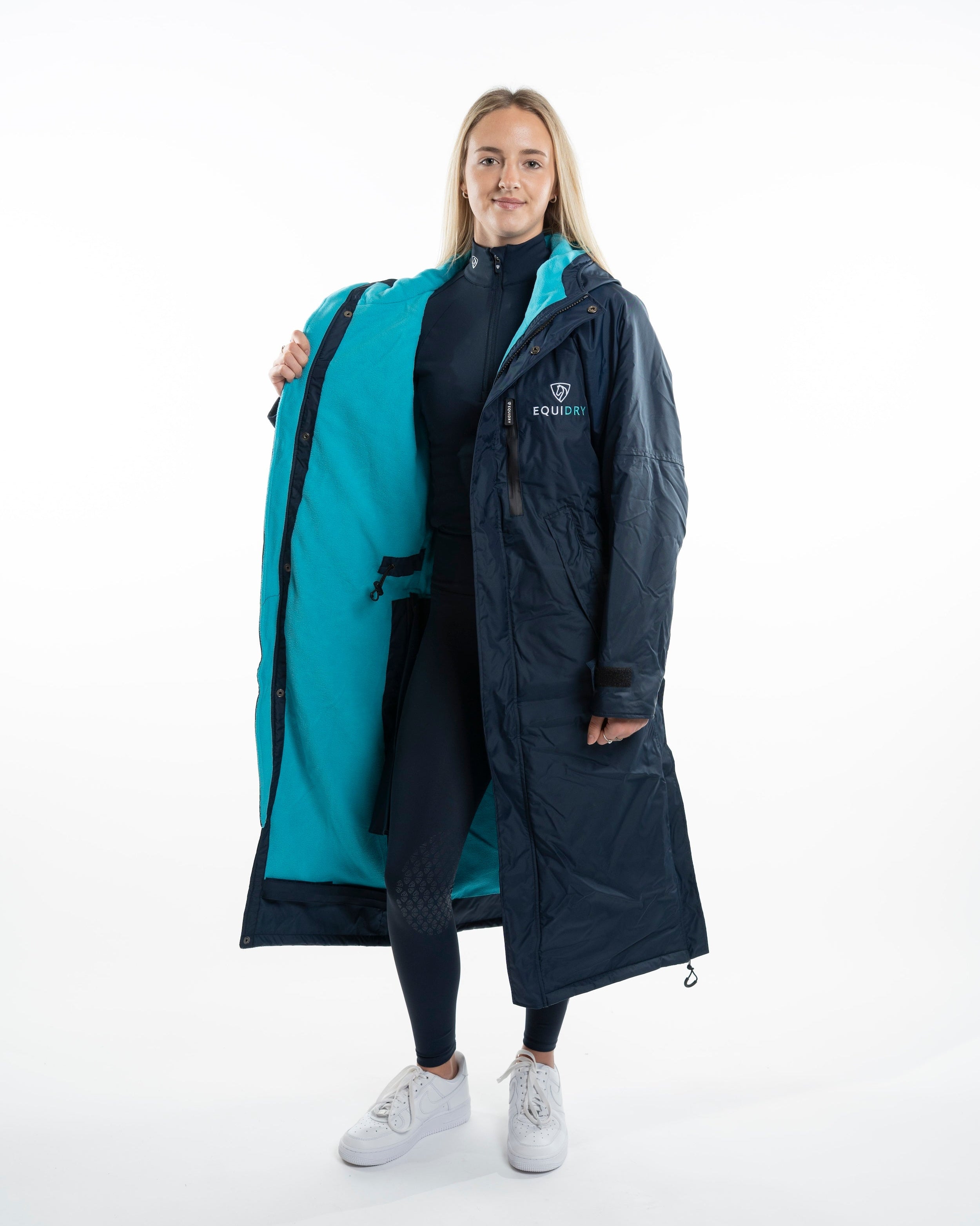 EQUIDRY Evolution Women's Thin Fleece Navy/Turquoise