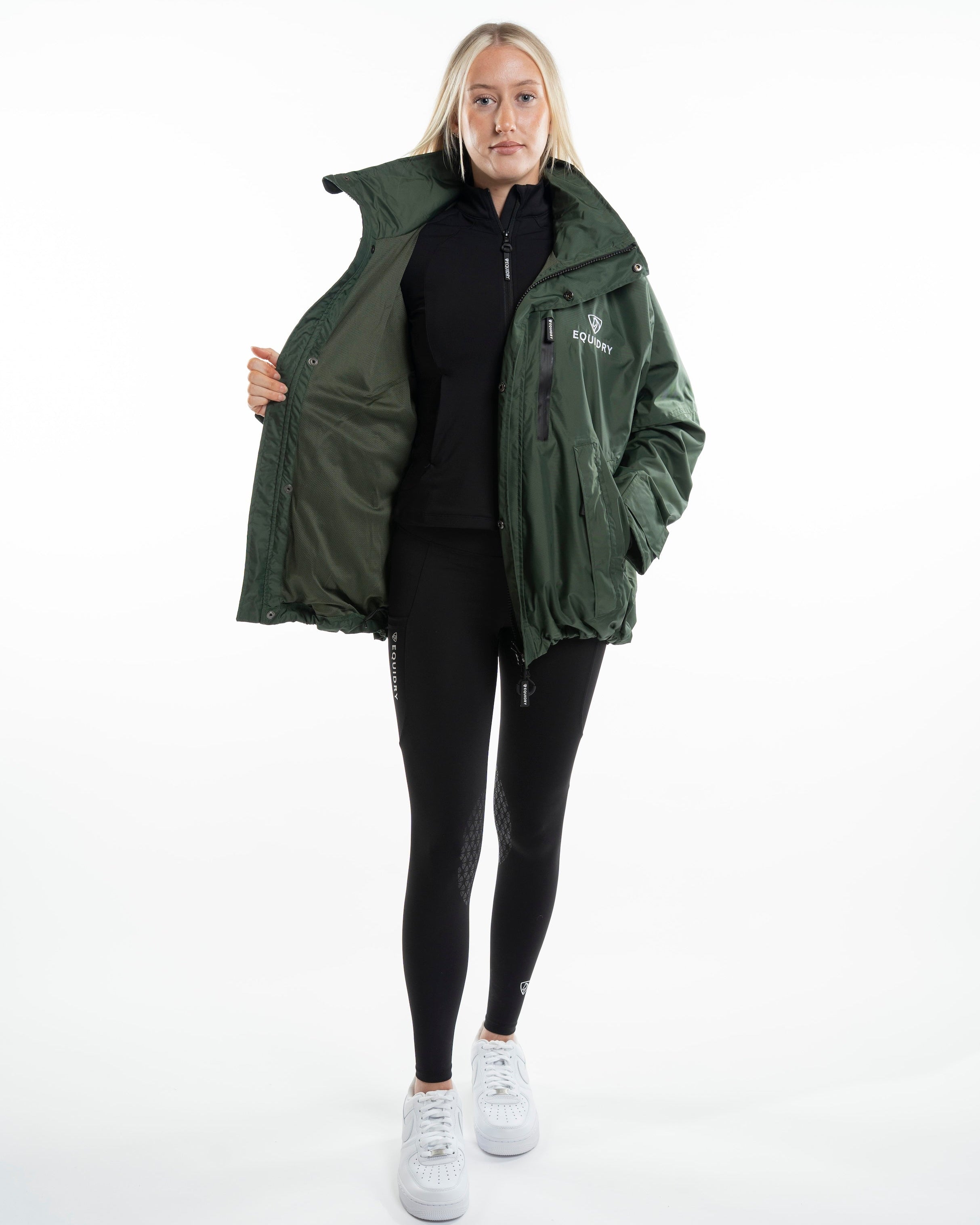 EQUIDRY Shortie Mac Women's Mesh Lining Black Forest Green