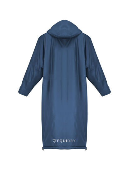 EQUIDRY women's mesh lining long waterproof horse riding coat in steel blue