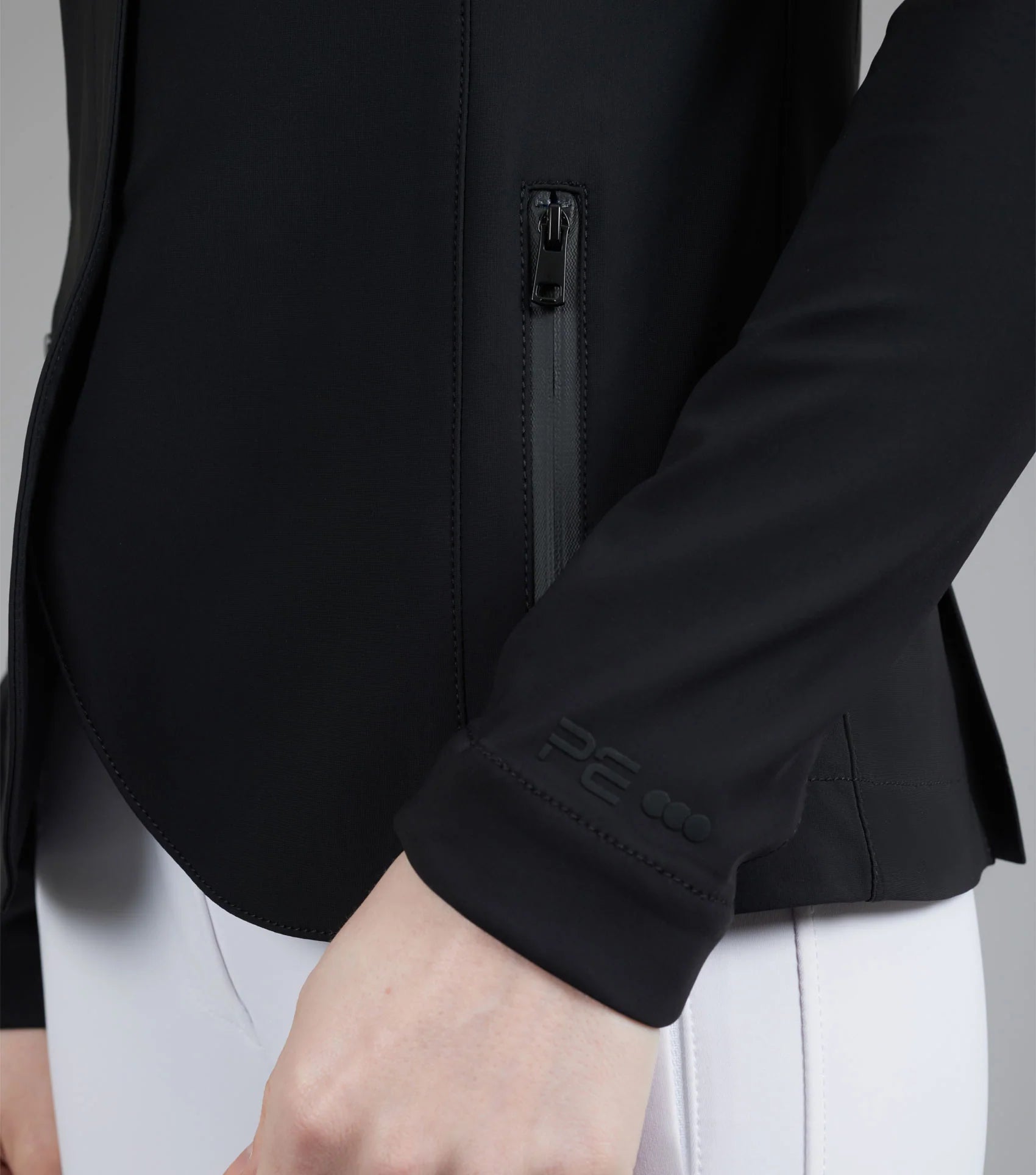 Premier Equine Evinco Ladies Competition Jacket - Jet Black: Equestrian Show Apparel, Breathable, Stretch Fabric, Black Label Collection