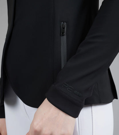 Premier Equine Evinco Ladies Competition Jacket - Jet Black: Equestrian Show Apparel, Breathable, Stretch Fabric, Black Label Collection