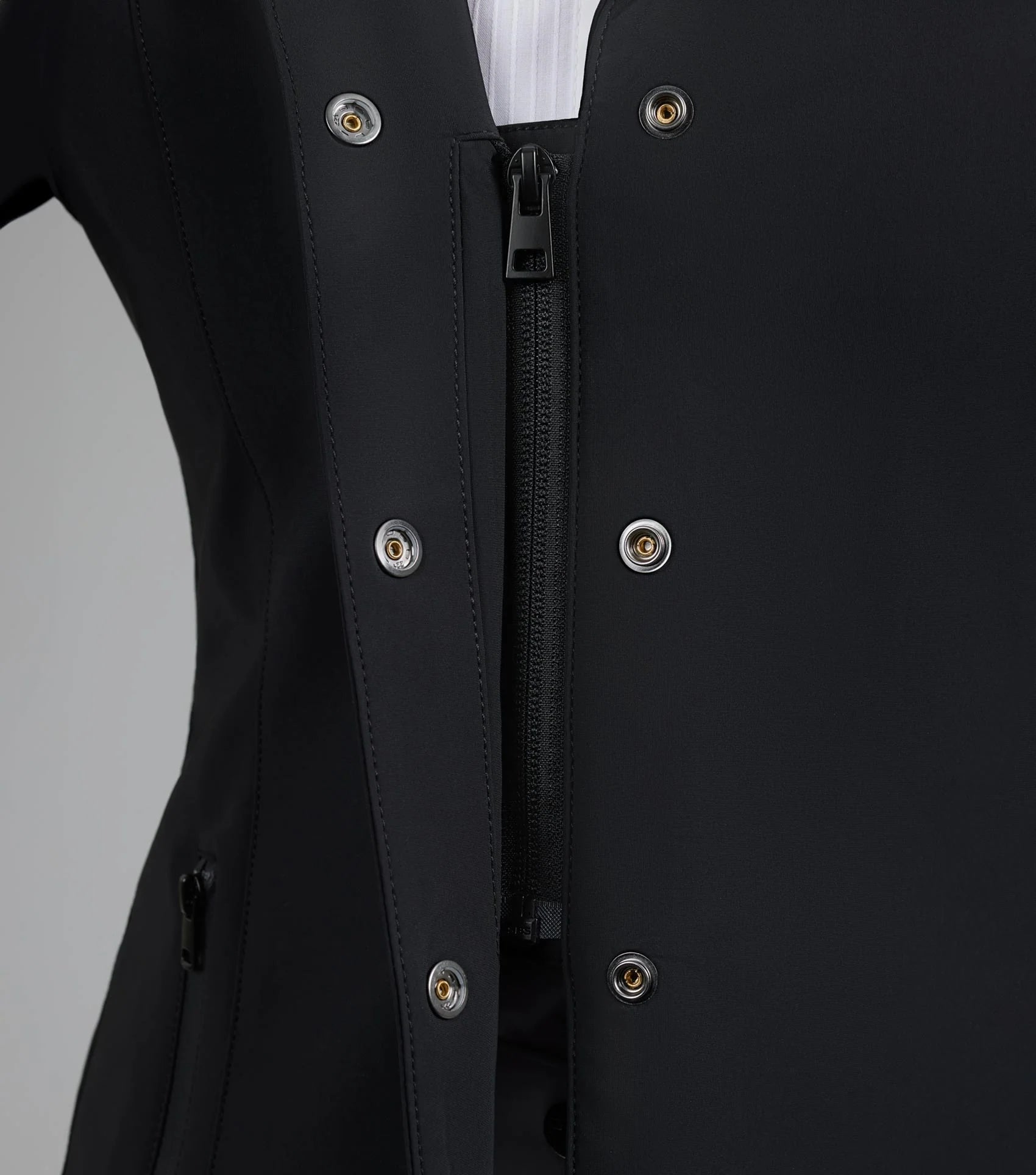 PREMIER EQUINE EVINCO Ladies Competition Jacket Jet Black: Equestrian Show Attire with Zipper & Press Studs