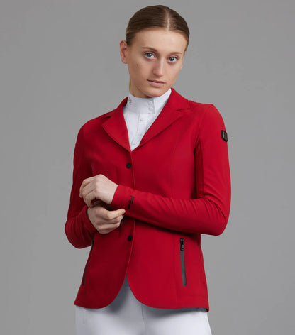 Premier Equine Evinco Ladies Competition Jacket - London Red. Equestrian Riding Jacket, Competition Apparel