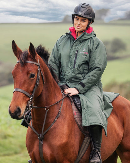 Evolution Children's | Thick Fleece | Fixed Hood  | Black Forest Green/Peacock pink - EQUIDRY